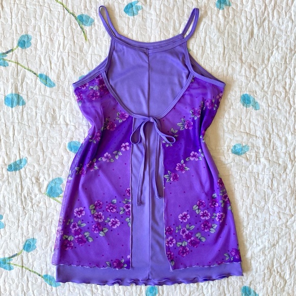 Vintage 90s Mesh Layered Flower Print Dress 🌸 - Picture 2 of 5